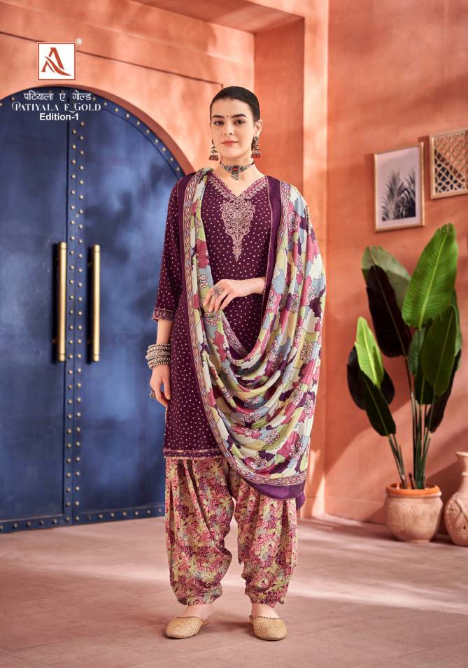 Patiyala E Gold Edition 1 By Alok Viscose Rayon Printed Dress Material
